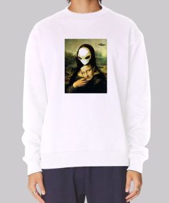 Mona Lisa Alien UFO Mask Fun Sweatshirt