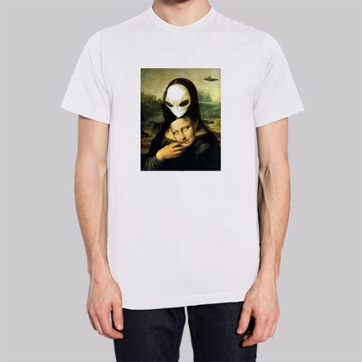 Mona Lisa Alien UFO Mask Fun Shirt