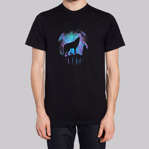 Full Moon T-Shirt Howling Wolf Galaxy Psychedelic Watercolor Full Moon T-Shirt Howling Wolf Galaxy Psychedelic Watercolor