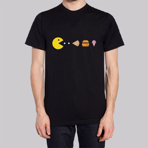 Pacman Eating Food Graphic Shirt