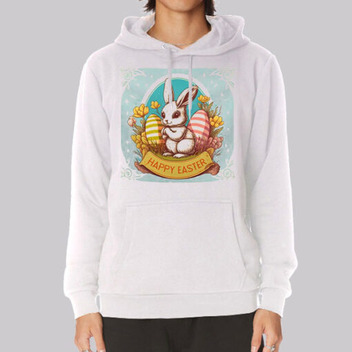 Vintage Floral Bunny Happy Easter Hoodie