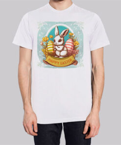 Vintage Floral Bunny Happy Easter T Shirt