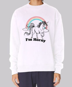 Colorful Unicorn Im Horny Sweatshirt