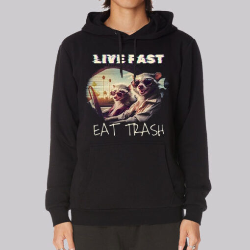 Live Fast Eat Trash Raccoon Shirt - Image 3