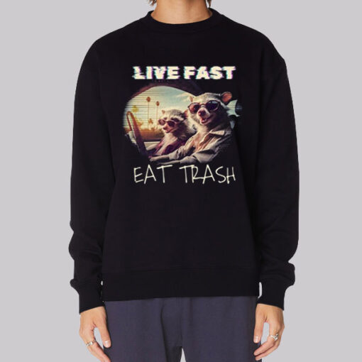 Live Fast Eat Trash Raccoon Shirt - Image 2