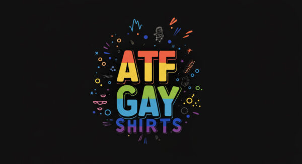 Close-up of a slogan tee reading “ATF IS GAY,” part of pro-2A and government parody apparel collections.