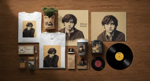 Music-inspired band t-shirt paying tribute to Elliott Smith, designed for indie rock fans.