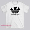Adidogs Weed Adidas Parody Shirt featuring a humorous three-stripes-inspired weed dog graphic. Funny Adidas parody streetwear tee for meme lovers and parody logo fans.