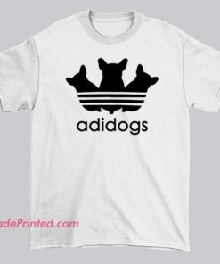 Adidogs Weed Adidas Parody Shirt featuring a humorous three-stripes-inspired weed dog graphic. Funny Adidas parody streetwear tee for meme lovers and parody logo fans.