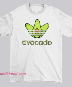 Cute Avocado Three Stripe Adidas Meme Shirt featuring a playful avocado graphic styled as an Adidas Parody design. Fun, aesthetic streetwear tee for parody logo and brands fans.