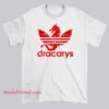 Funny Design Adidas Parody Dracarys Shirt featuring a fiery dragon parody inspired by the Adidas three-stripes logo. Bold streetwear graphic tee for fantasy fans and parody logo lovers.