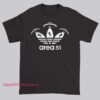 Inspired UFO Alien 51 Adidas Parody Shirt featuring a playful alien graphic with a twist on the Adidas three-stripes aesthetic. Fun streetwear parody for sci-fi and meme fans.