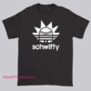 Rick Sanchez Schwifty Parody Adidas Shirt featuring a playful spoof of the iconic Adidas logo, bold parody streetwear graphic, and aesthetic meme-inspired design for fans of Parody Logo and Brands.